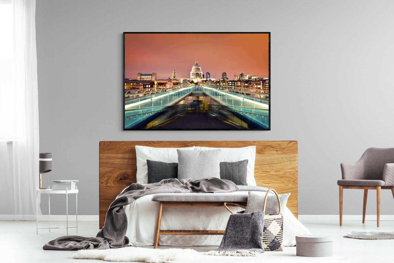 Millenium Bridge-Wall_Art-150 x 100cm-Mounted Canvas-Black-Pixalot