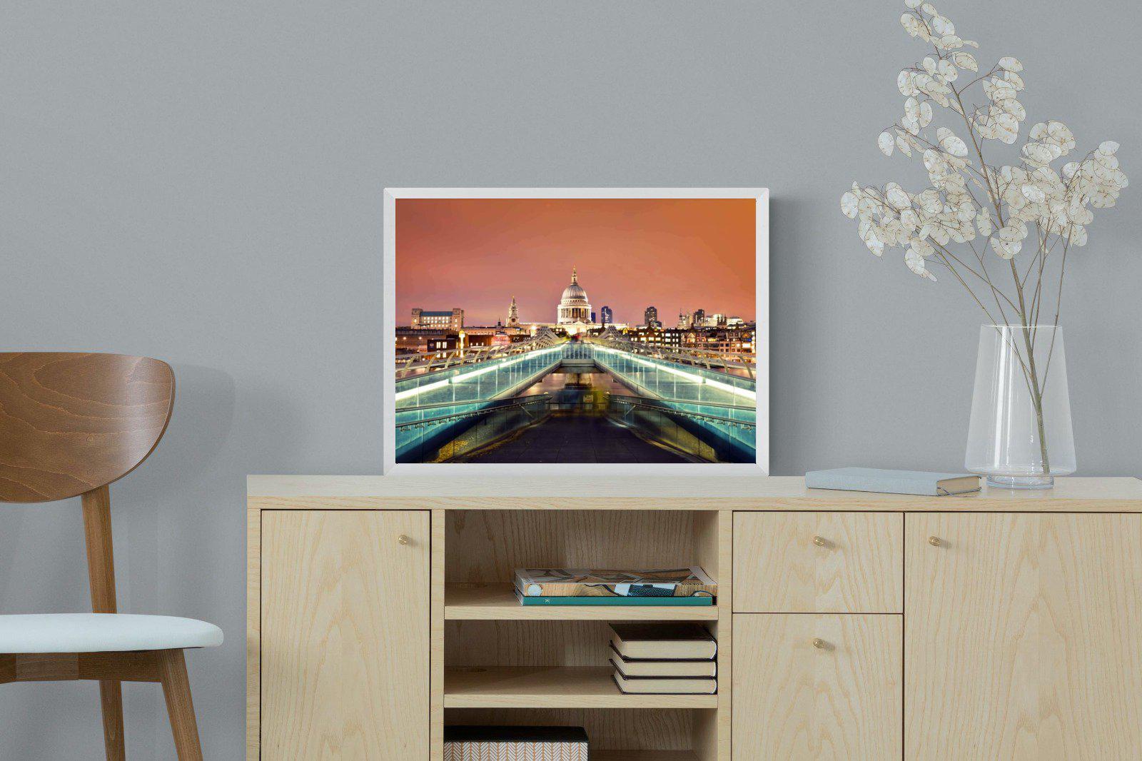Millenium Bridge-Wall_Art-60 x 45cm-Mounted Canvas-White-Pixalot