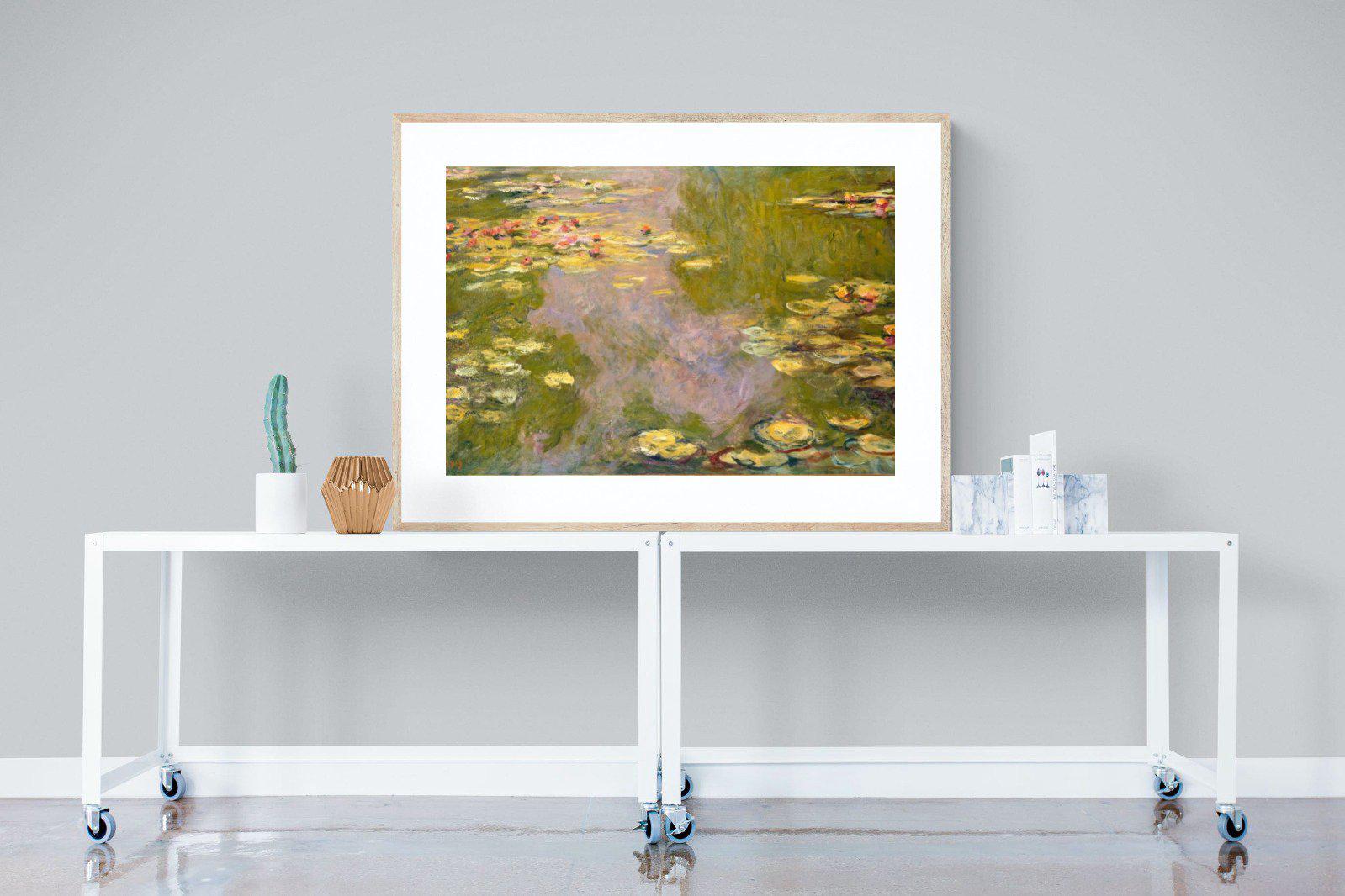 Monet Water Lilies-Wall_Art-120 x 90cm-Framed Print-Wood-Pixalot