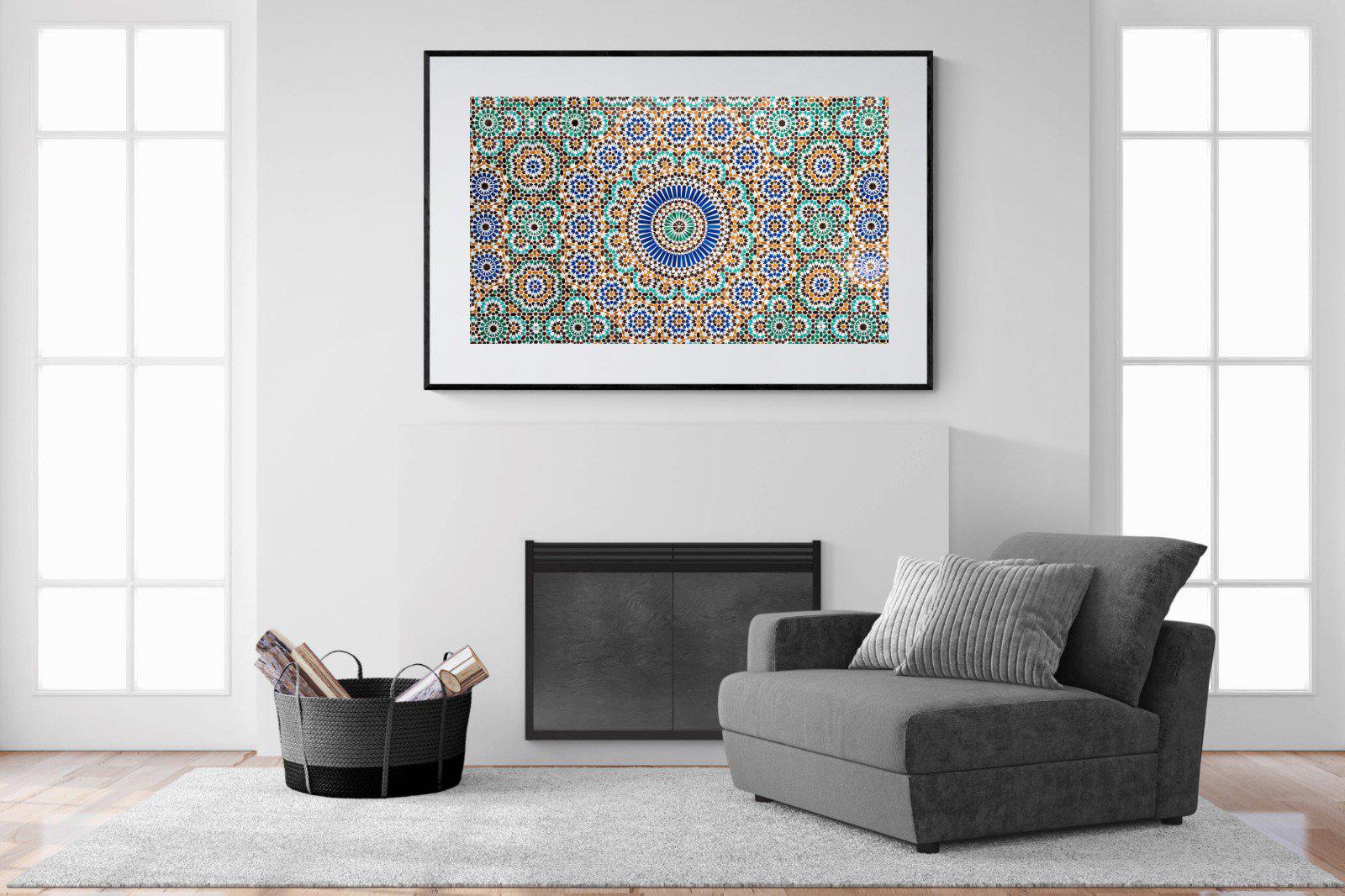 Moroccan Tiles-Wall_Art-150 x 100cm-Framed Print-Black-Pixalot