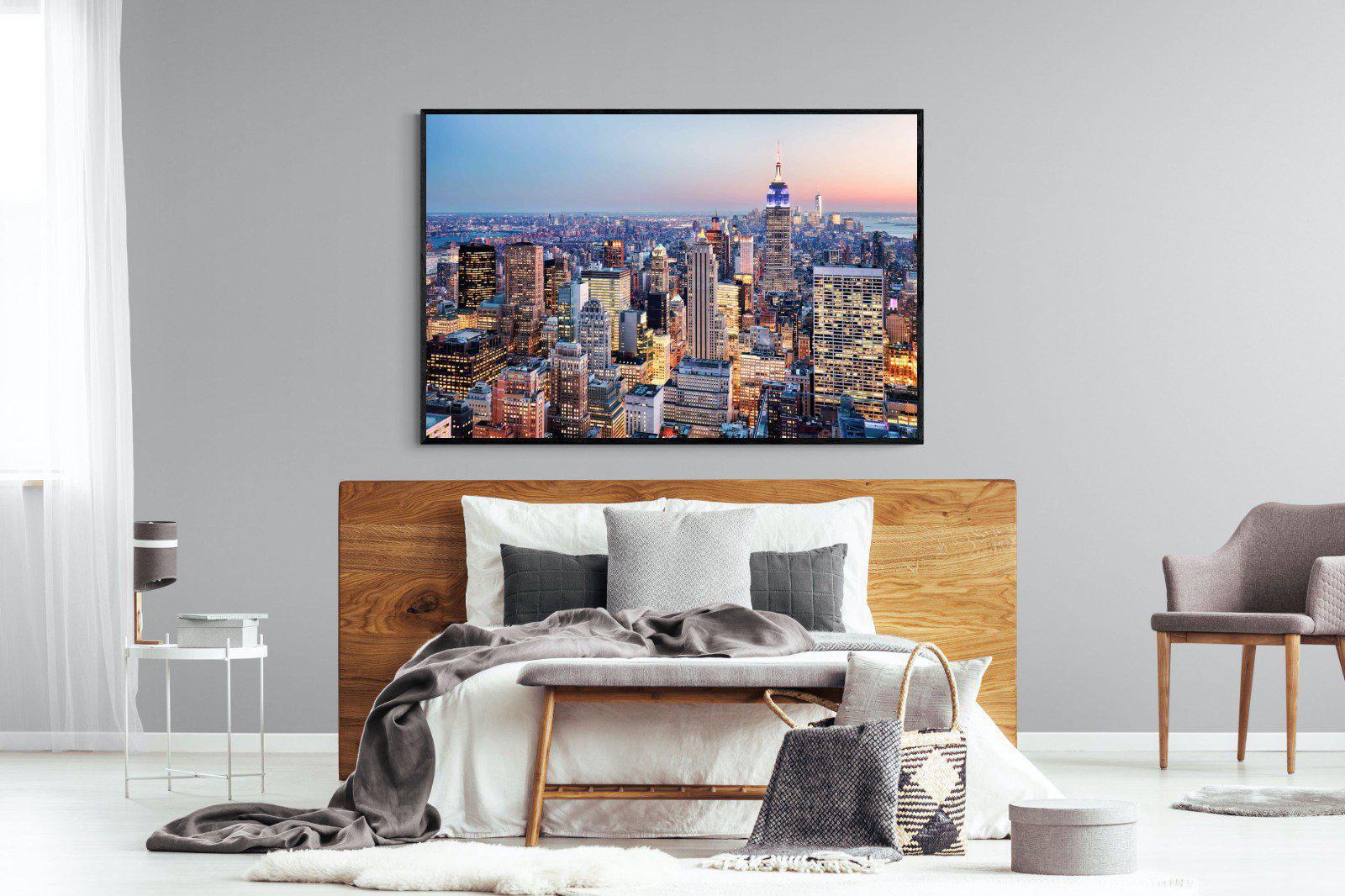NYC Sunset-Wall_Art-150 x 100cm-Mounted Canvas-Black-Pixalot