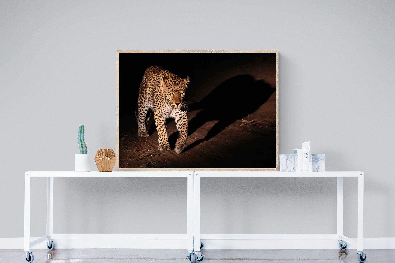 Night Leopard-Wall_Art-120 x 90cm-Mounted Canvas-Wood-Pixalot