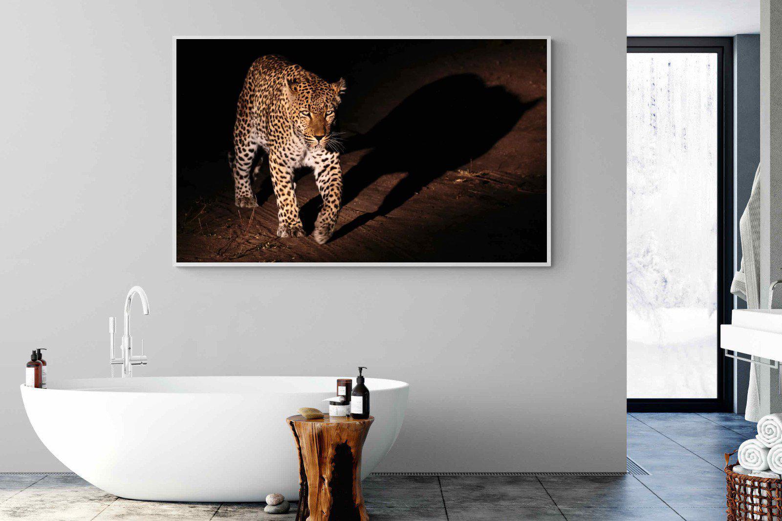 Night Leopard-Wall_Art-180 x 110cm-Mounted Canvas-White-Pixalot