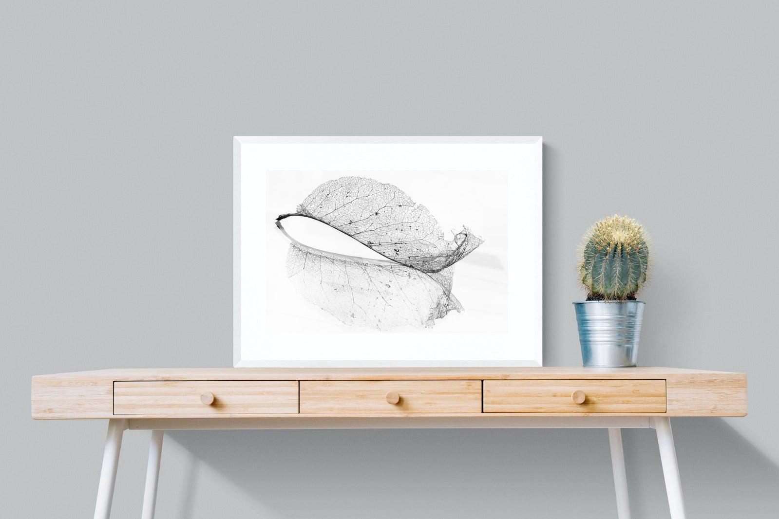 Old Leaf-Wall_Art-80 x 60cm-Framed Print-White-Pixalot