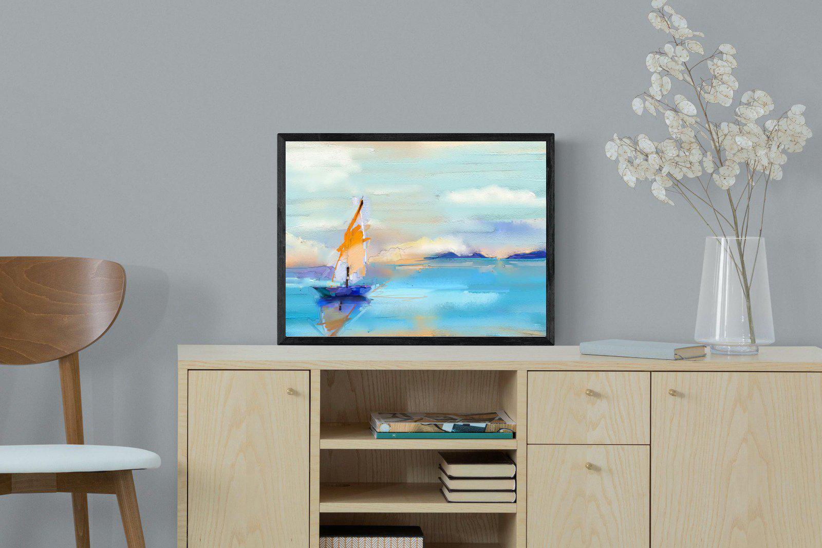 One Sail-Wall_Art-60 x 45cm-Mounted Canvas-Black-Pixalot