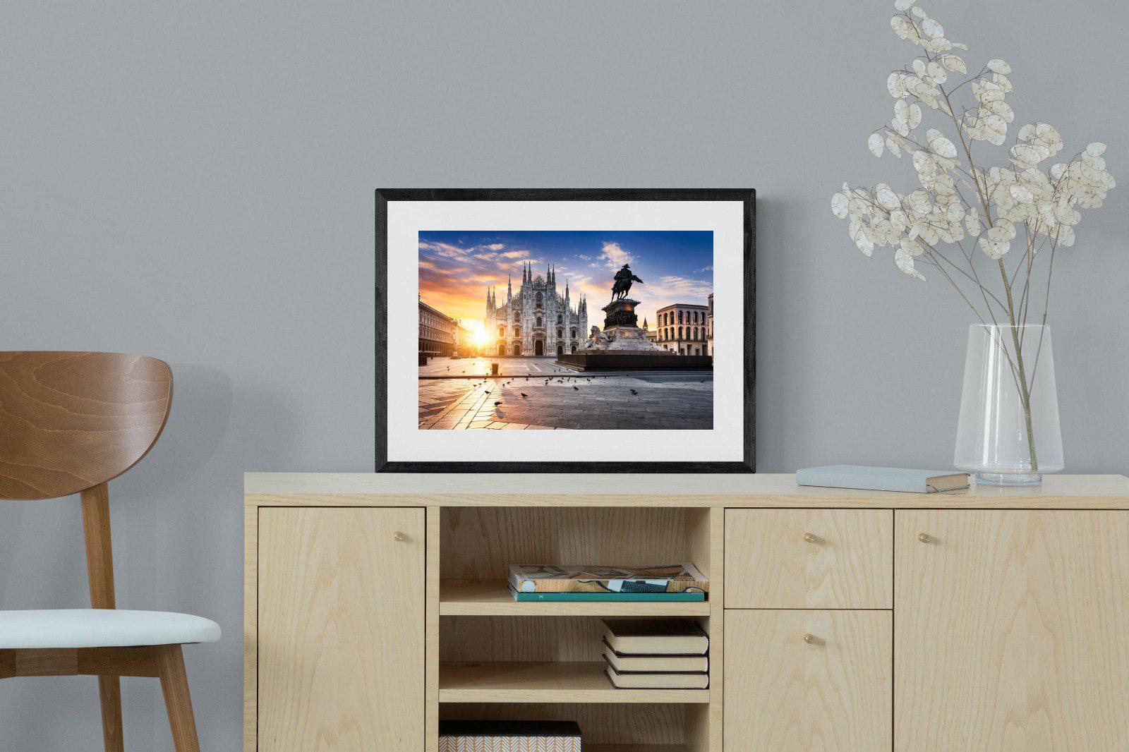 Piazza del Duomo-Wall_Art-60 x 45cm-Framed Print-Black-Pixalot