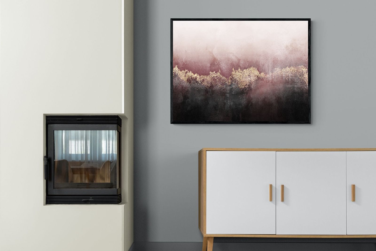 Pink Sky-Wall_Art-100 x 75cm-Mounted Canvas-Black-Pixalot