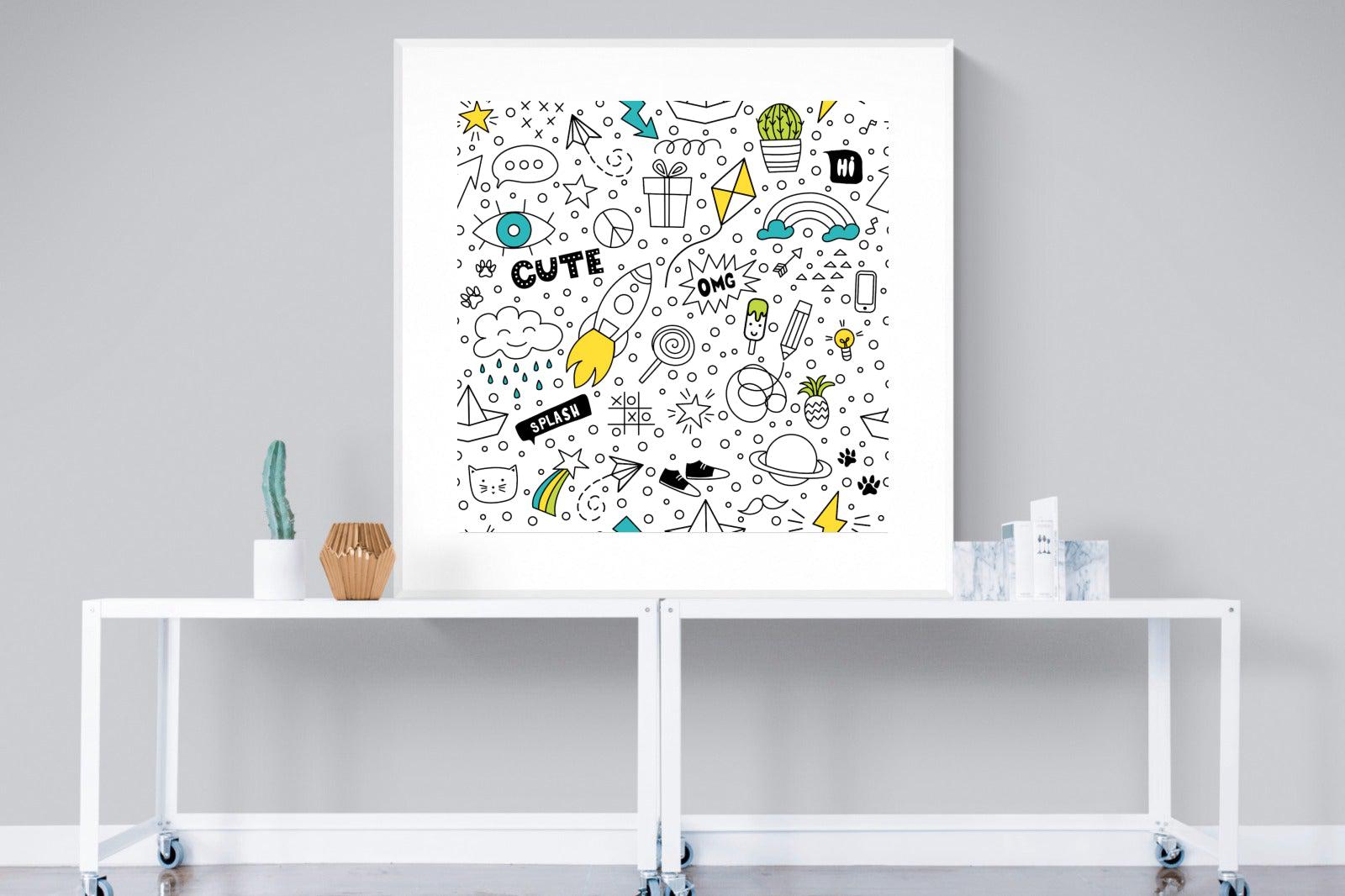 Play Time-Wall_Art-120 x 120cm-Framed Print-White-Pixalot