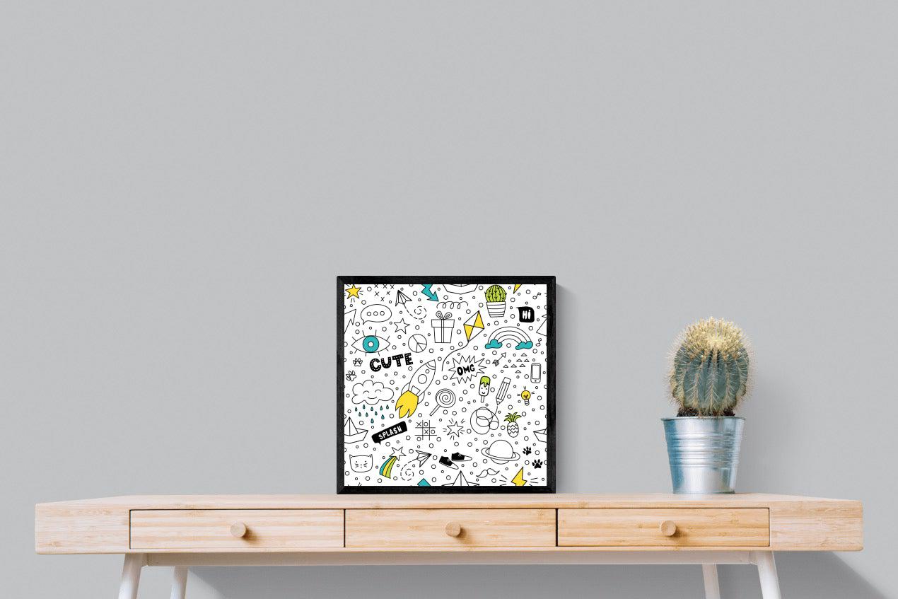 Play Time-Wall_Art-50 x 50cm-Mounted Canvas-Black-Pixalot