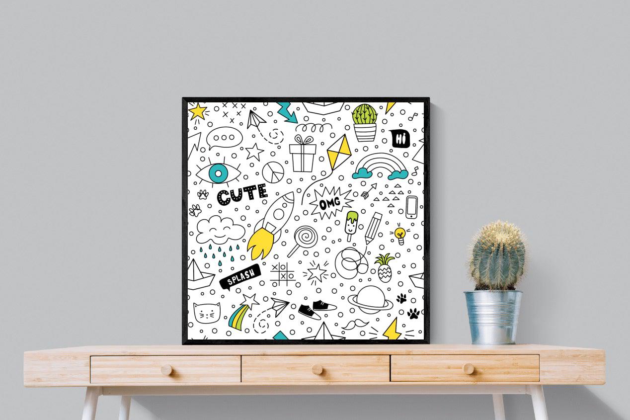 Play Time-Wall_Art-80 x 80cm-Mounted Canvas-Black-Pixalot
