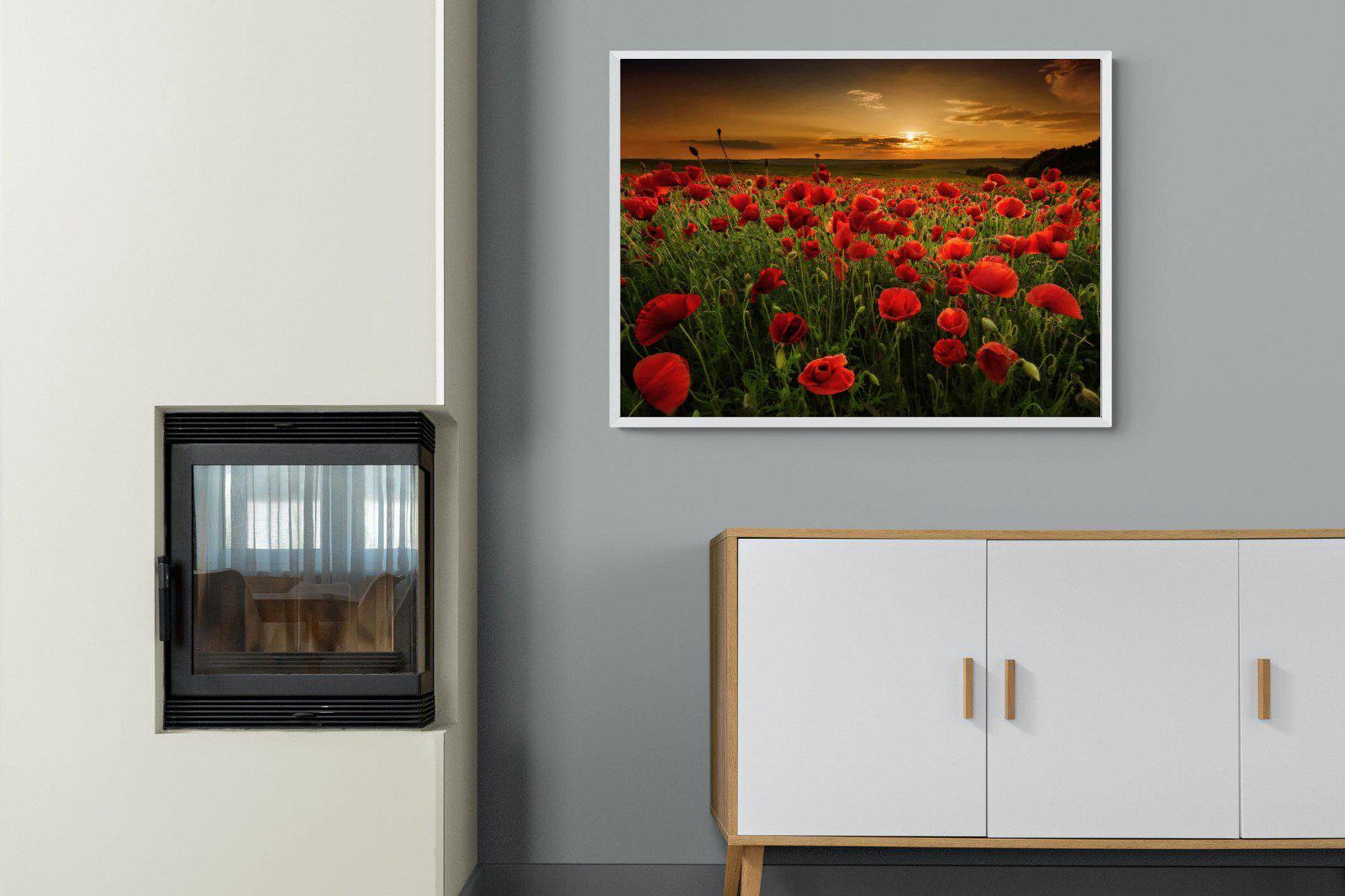 Poppy Fields-Wall_Art-100 x 75cm-Mounted Canvas-White-Pixalot