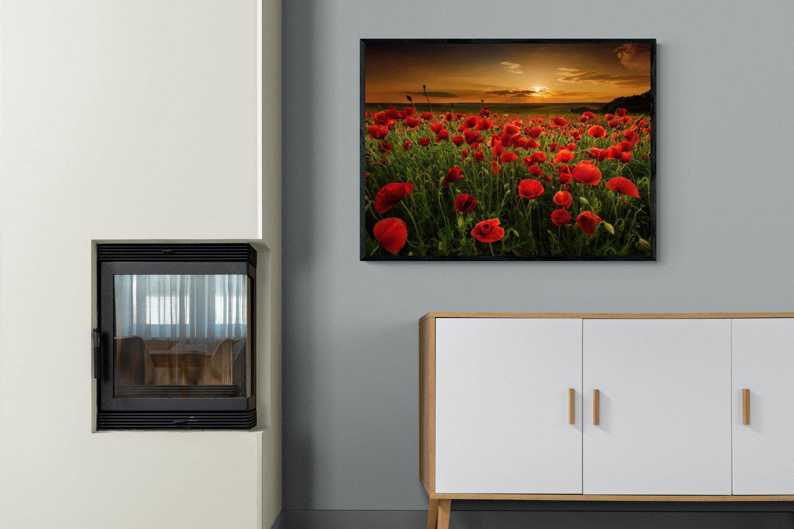 Poppy Fields-Wall_Art-100 x 75cm-Mounted Canvas-Black-Pixalot