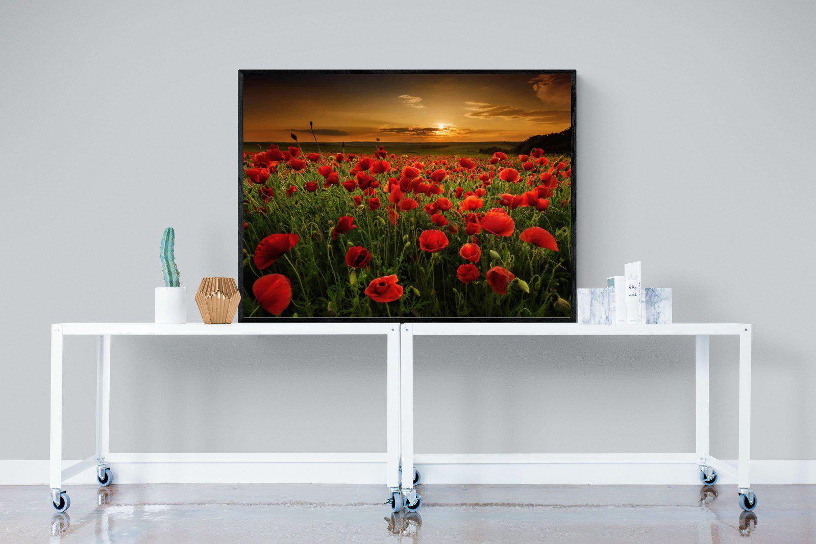 Poppy Fields-Wall_Art-120 x 90cm-Mounted Canvas-Black-Pixalot
