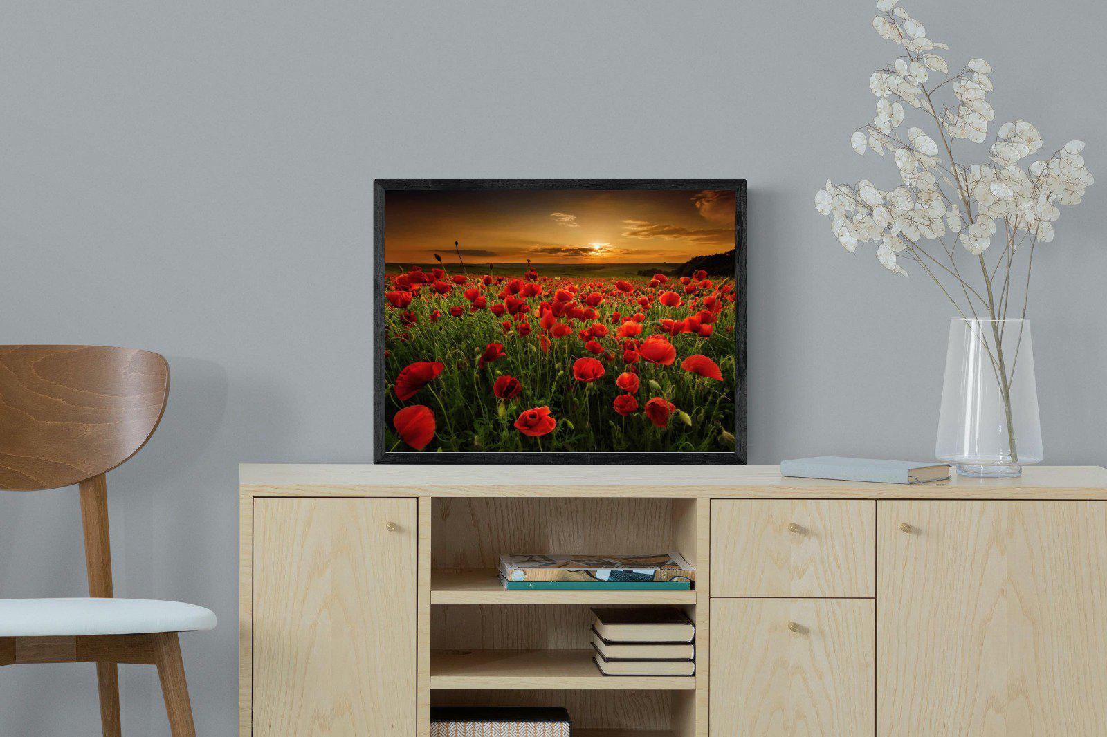 Poppy Fields-Wall_Art-60 x 45cm-Mounted Canvas-Black-Pixalot