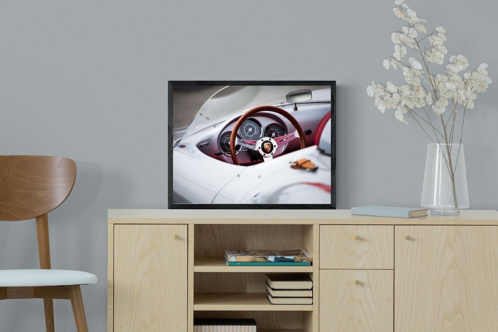 Porsche 550 Spyder-Wall_Art-60 x 45cm-Mounted Canvas-Black-Pixalot