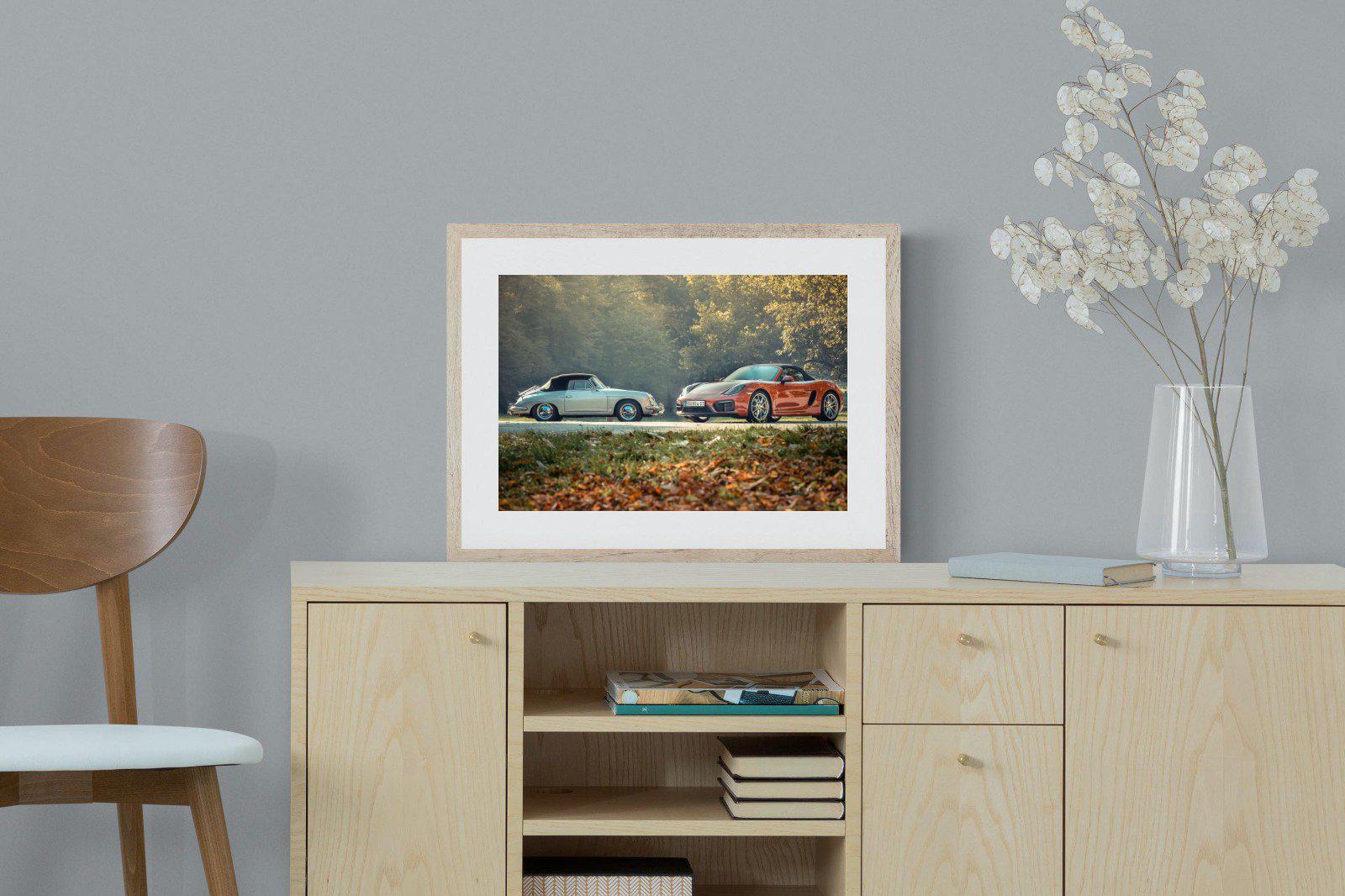 Porsche History-Wall_Art-60 x 45cm-Framed Print-Wood-Pixalot