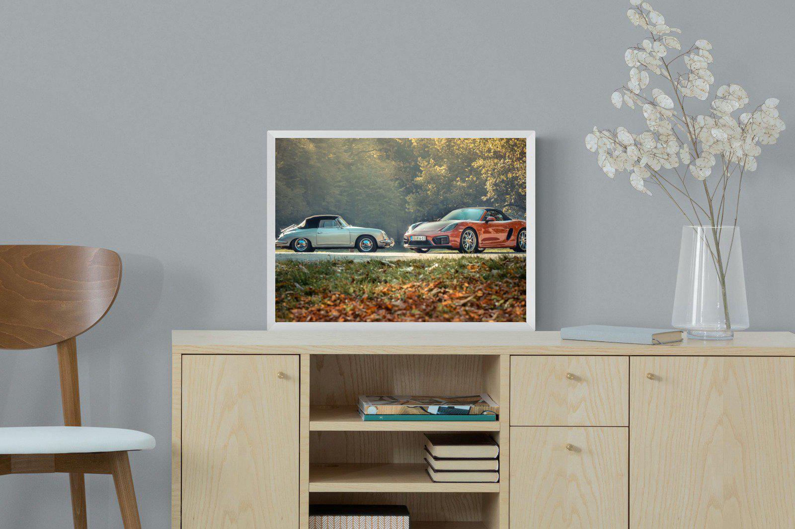 Porsche History-Wall_Art-60 x 45cm-Mounted Canvas-White-Pixalot