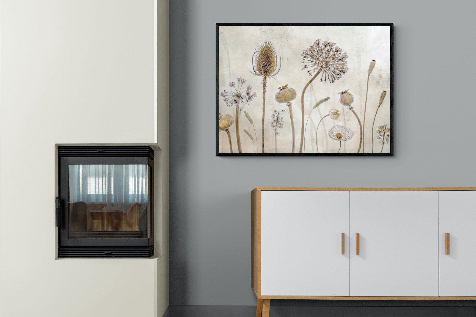 Seed Pods-Wall_Art-100 x 75cm-Mounted Canvas-Black-Pixalot