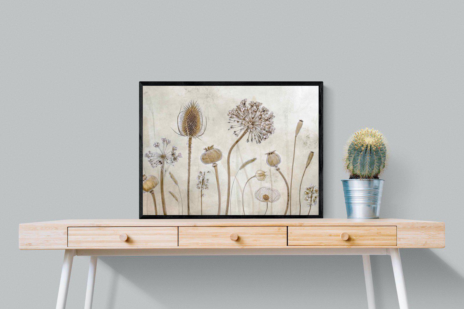 Seed Pods-Wall_Art-80 x 60cm-Mounted Canvas-Black-Pixalot