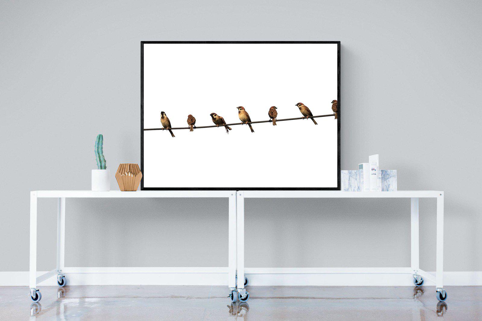 Sparrows-Wall_Art-120 x 90cm-Mounted Canvas-Black-Pixalot