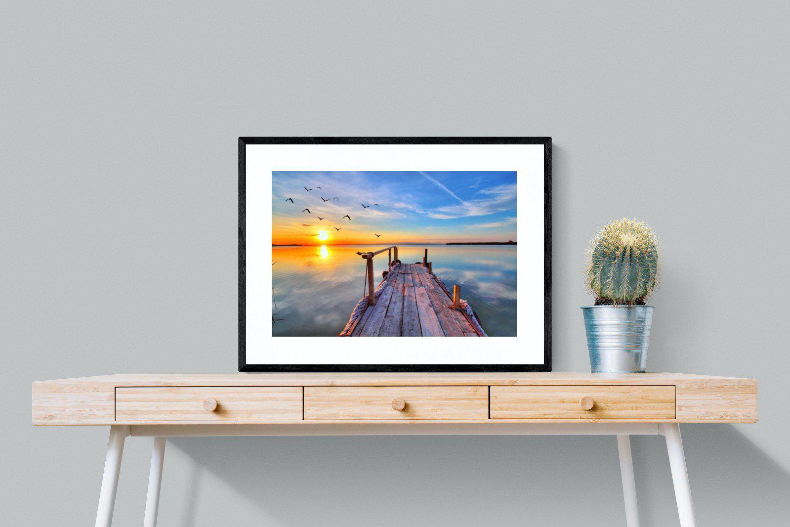 Sunrise Jetty-Wall_Art-80 x 60cm-Framed Print-Black-Pixalot