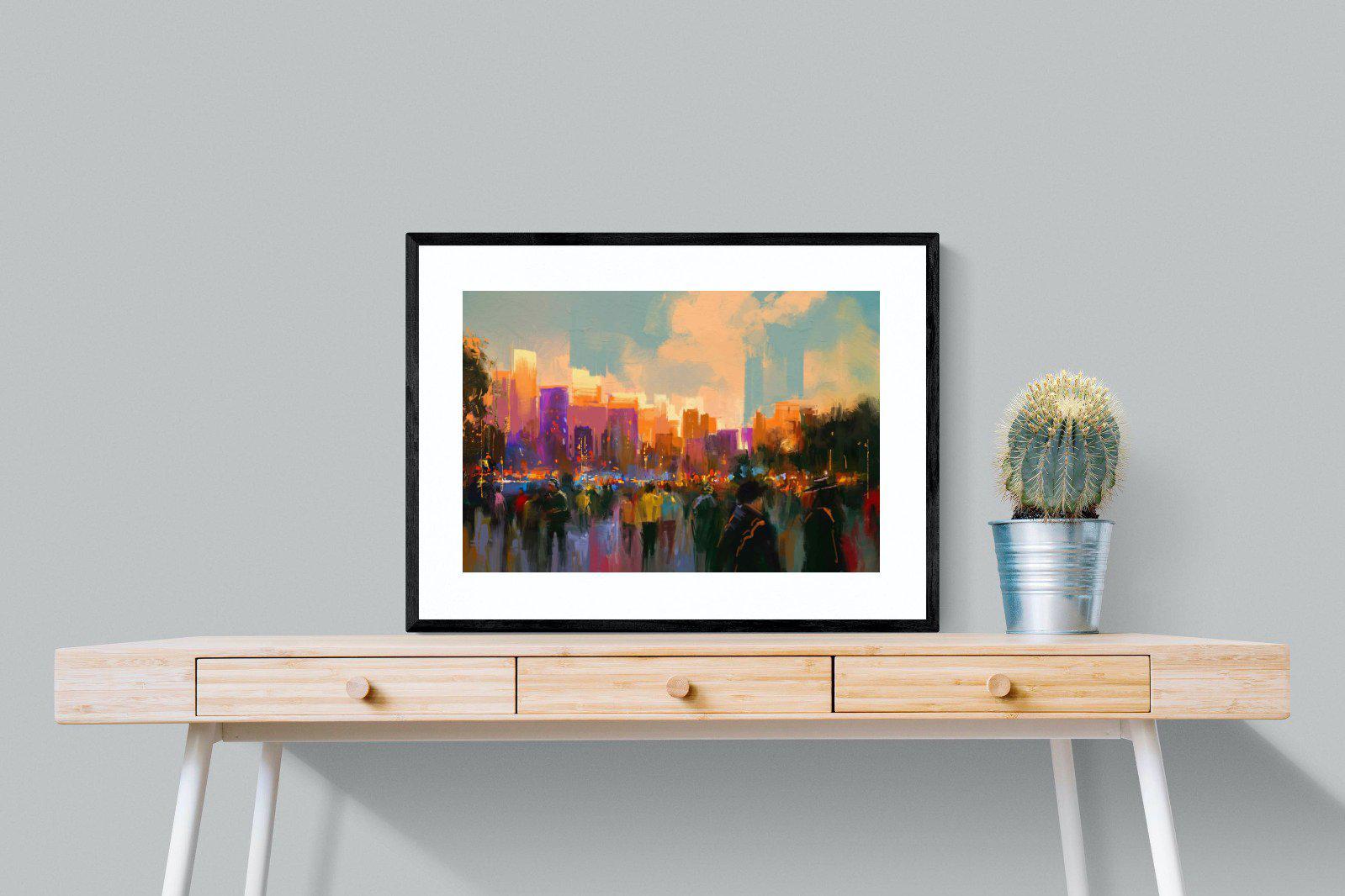 Sunset in The Park-Wall_Art-80 x 60cm-Framed Print-Black-Pixalot