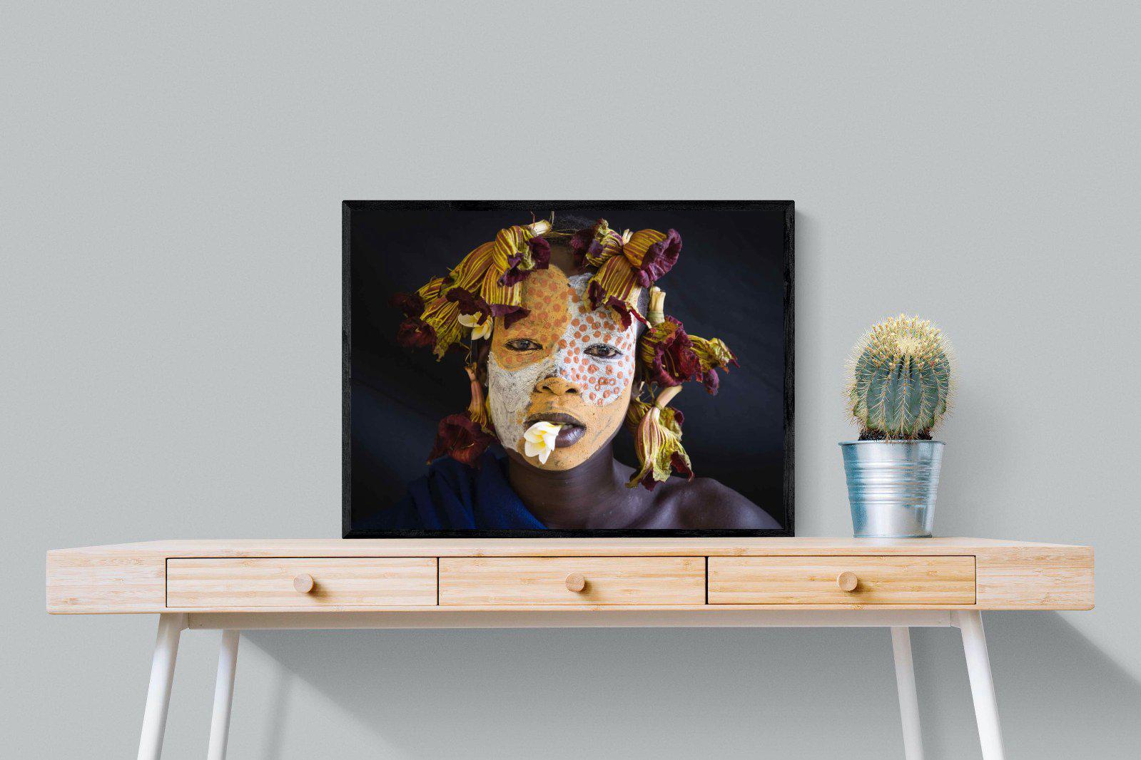 Suri Yellow-Wall_Art-80 x 60cm-Mounted Canvas-Black-Pixalot