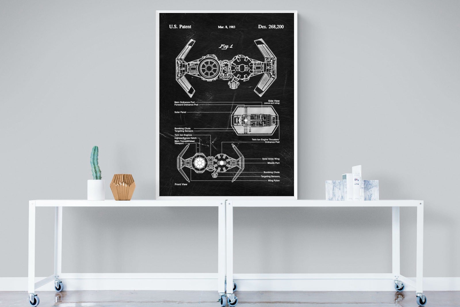 TIE Bomber Blueprint-Wall_Art-90 x 120cm-Mounted Canvas-White-Pixalot