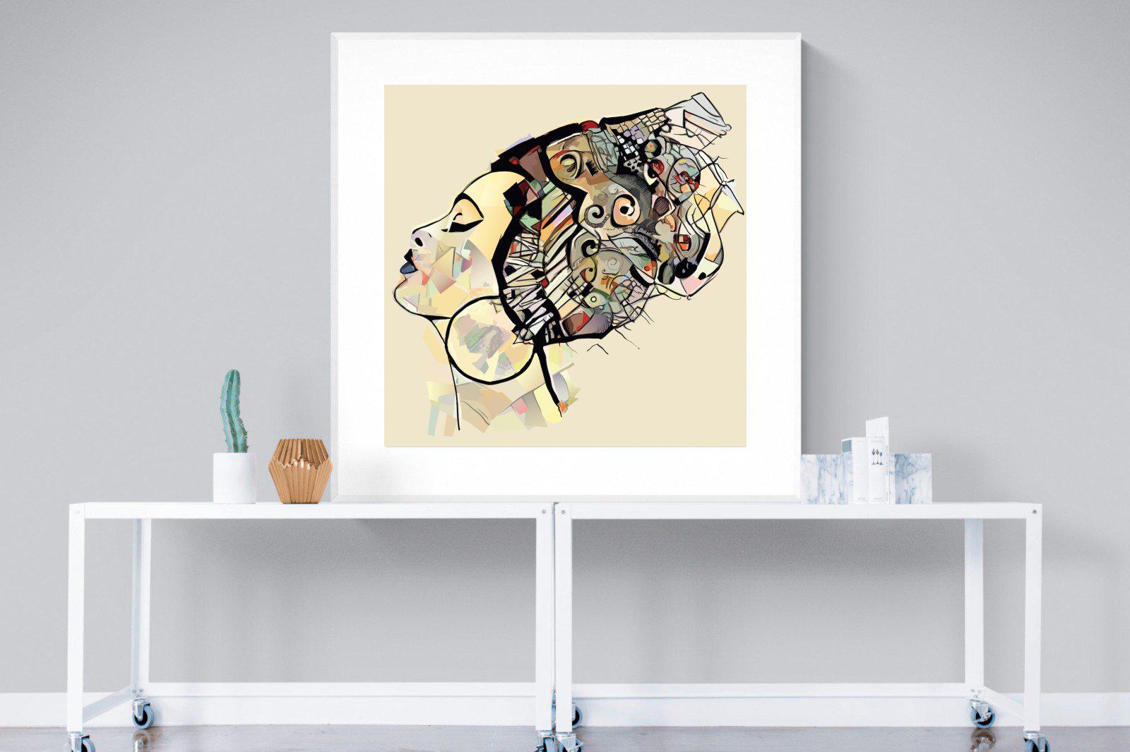 Tribal Art-Wall_Art-120 x 120cm-Framed Print-White-Pixalot