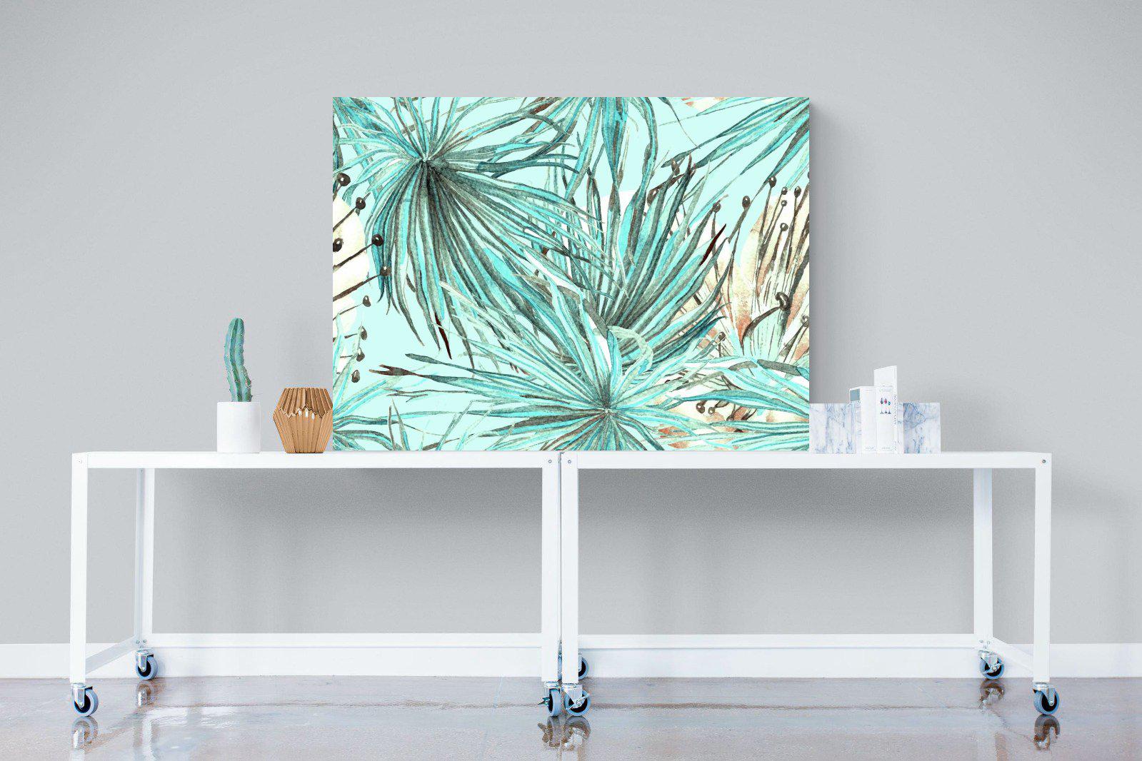 Turquoise Watercolour-Wall_Art-120 x 90cm-Mounted Canvas-No Frame-Pixalot