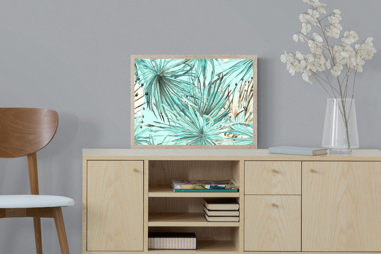 Turquoise Watercolour-Wall_Art-60 x 45cm-Mounted Canvas-Wood-Pixalot