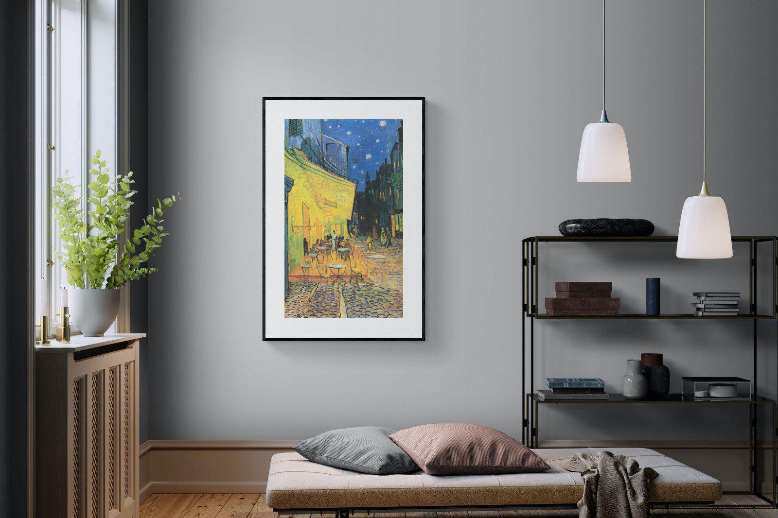 Van Gogh Café Terrace at Night-Wall_Art-100 x 150cm-Framed Print-Black-Pixalot
