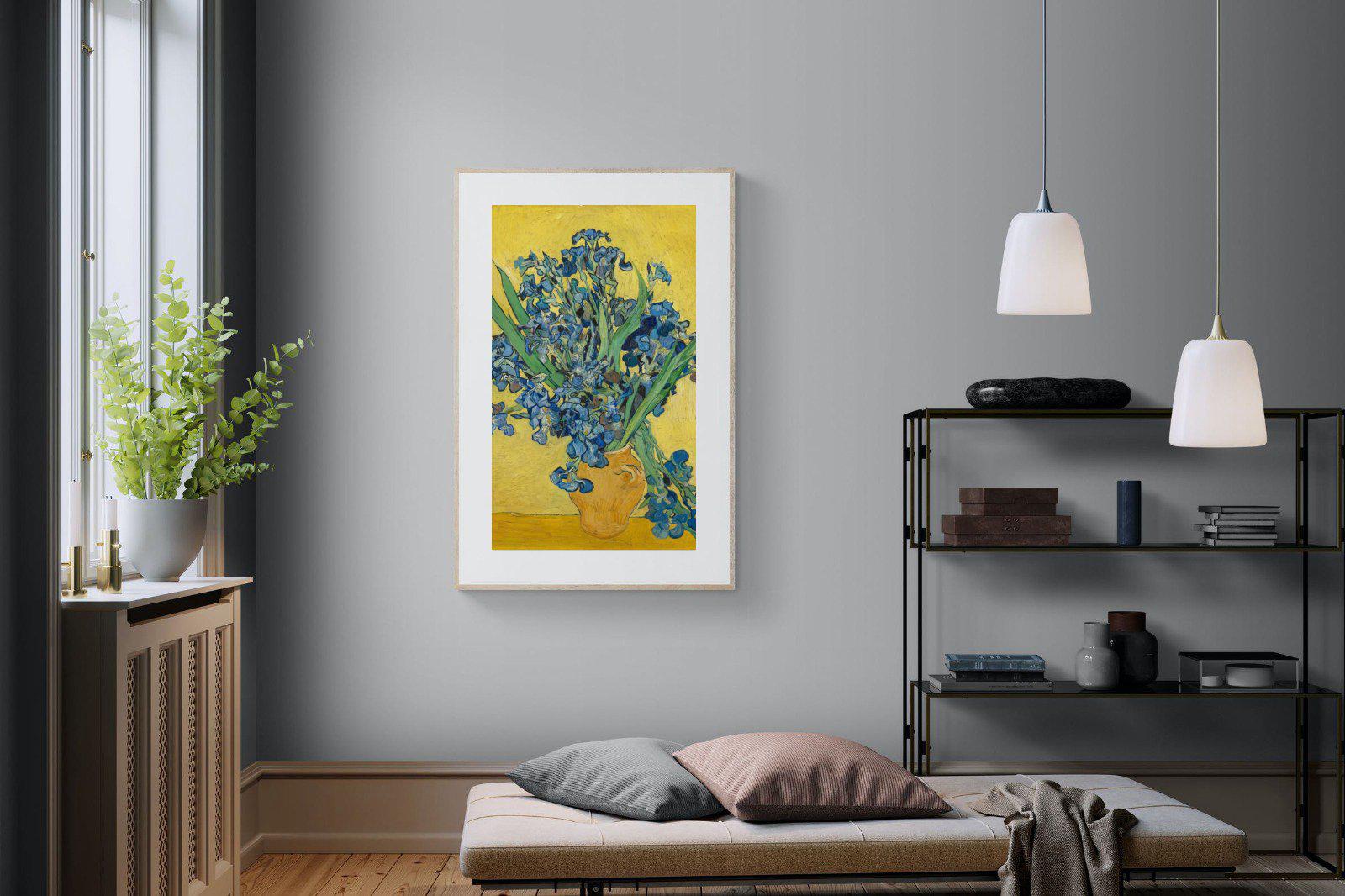 Van Gogh Irises in Vase-Wall_Art-100 x 150cm-Framed Print-Wood-Pixalot