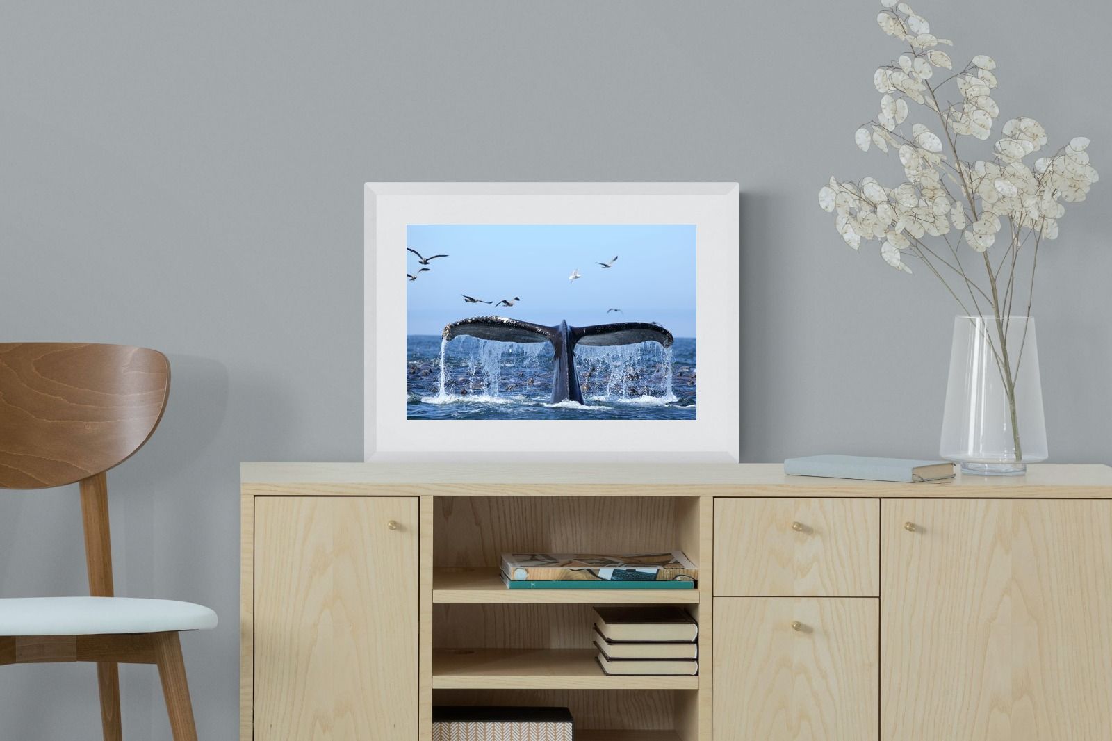 Whale Tail-Wall_Art-60 x 45cm-Framed Print-White-Pixalot
