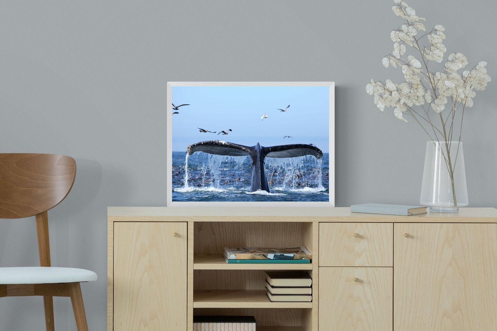 Whale Tail-Wall_Art-60 x 45cm-Mounted Canvas-White-Pixalot