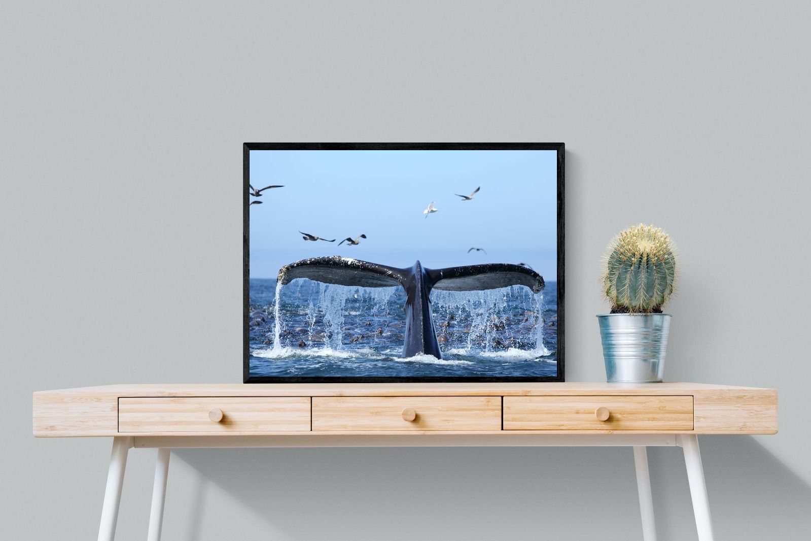 Whale Tail-Wall_Art-80 x 60cm-Mounted Canvas-Black-Pixalot