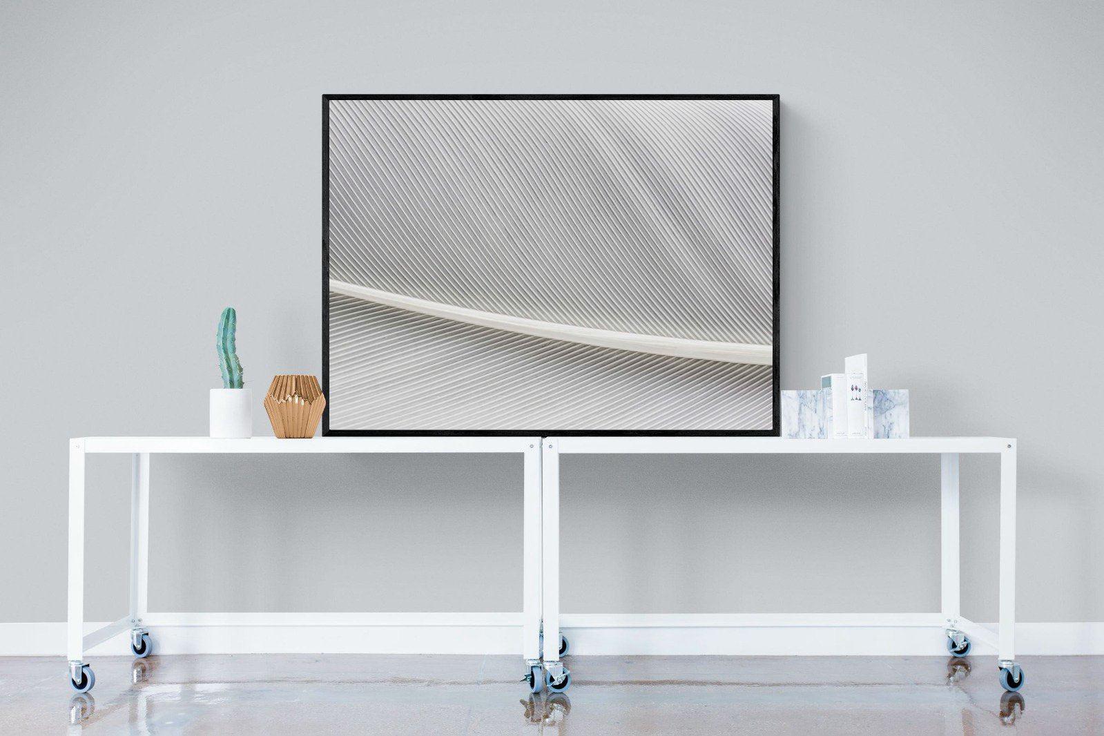 White Feather-Wall_Art-120 x 90cm-Mounted Canvas-Black-Pixalot