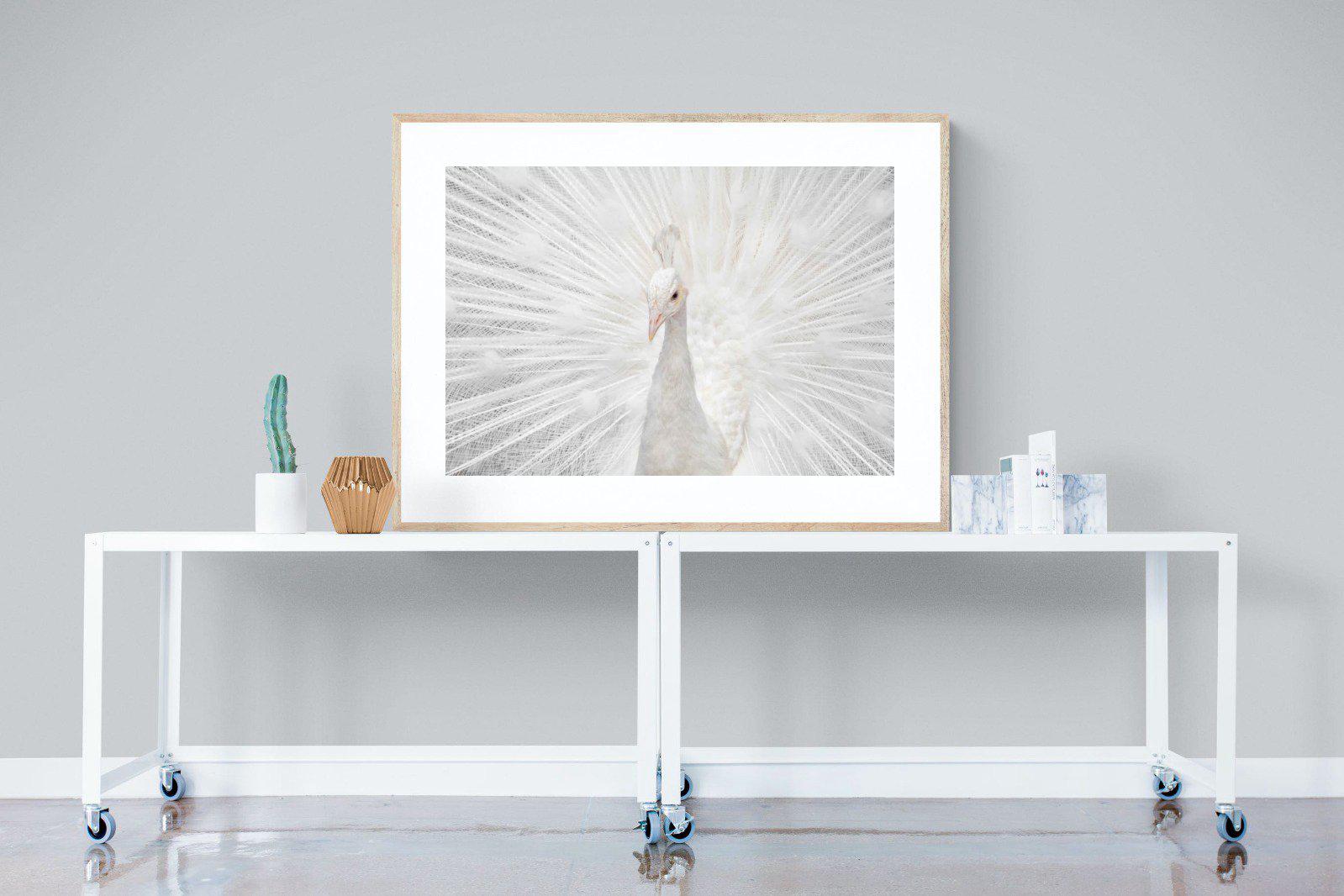 White Peacock-Wall_Art-120 x 90cm-Framed Print-Wood-Pixalot