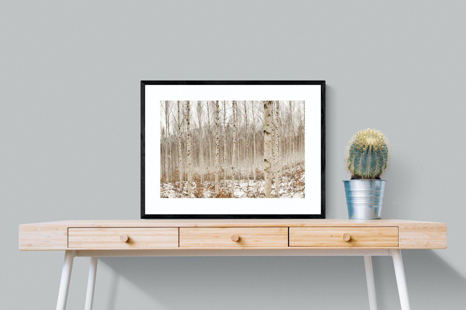 Winter Forest-Wall_Art-80 x 60cm-Framed Print-Black-Pixalot