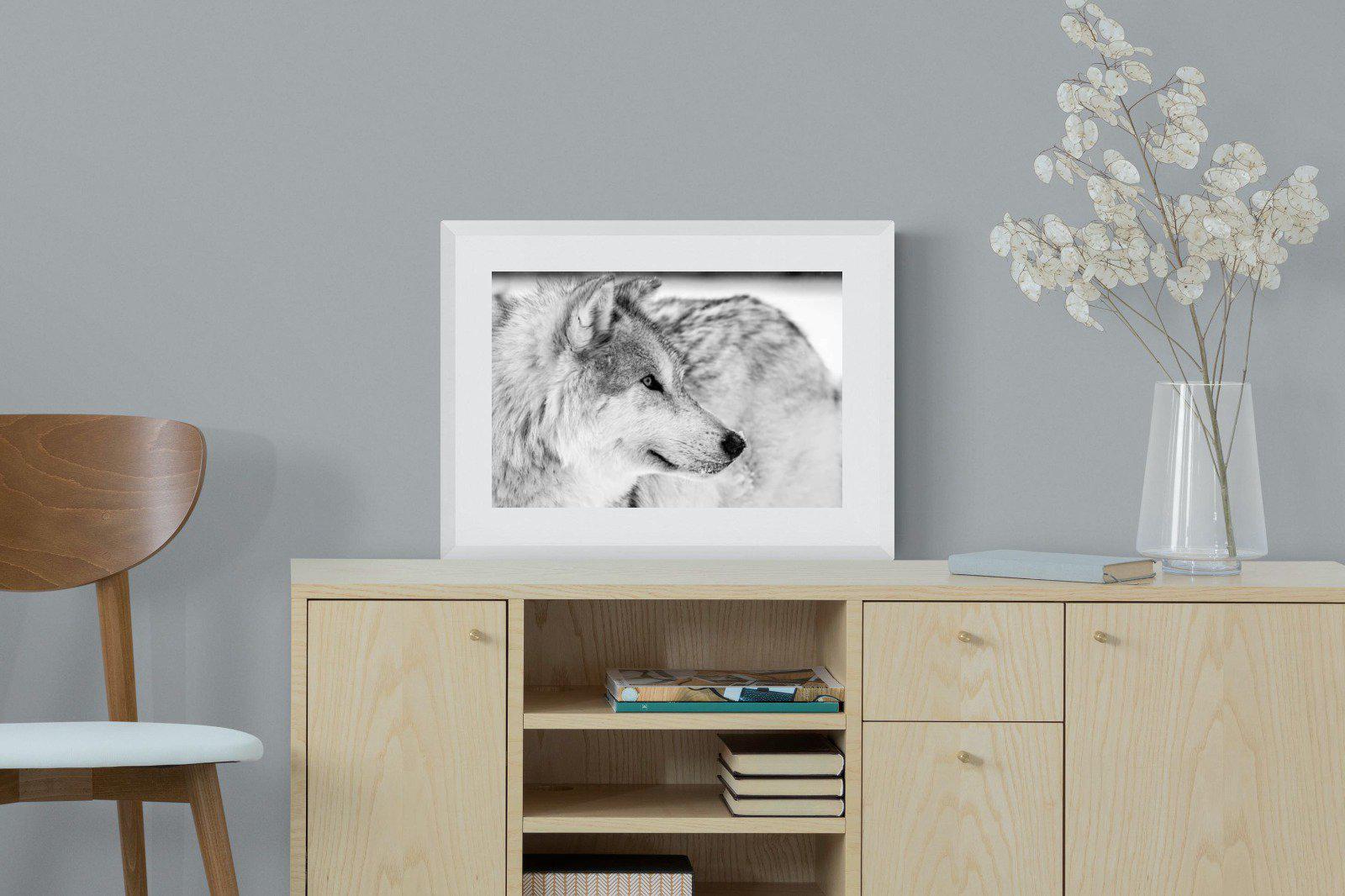 Wolf-Wall_Art-60 x 45cm-Framed Print-White-Pixalot