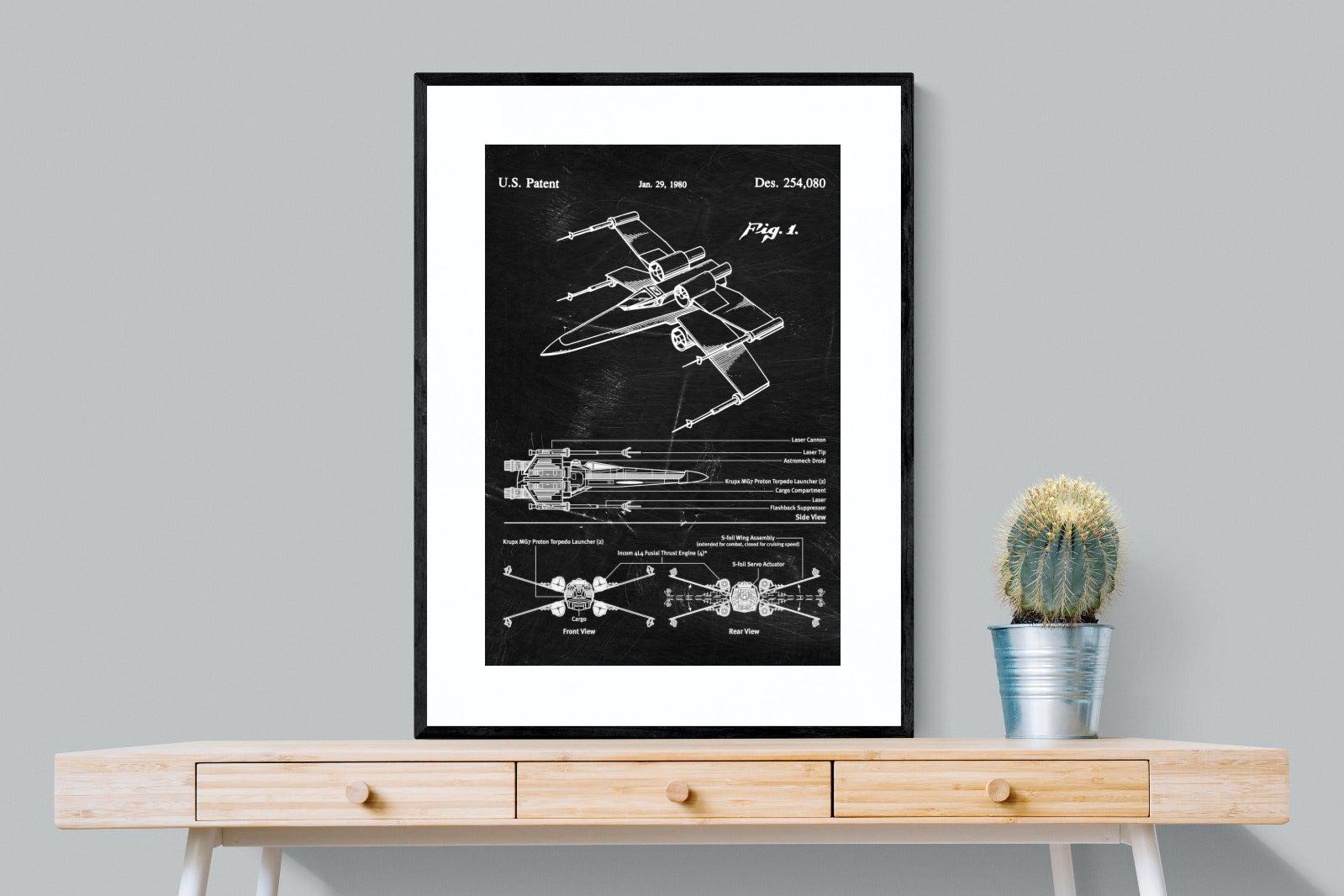 X-Wing Blueprint-Wall_Art-75 x 100cm-Framed Print-Black-Pixalot