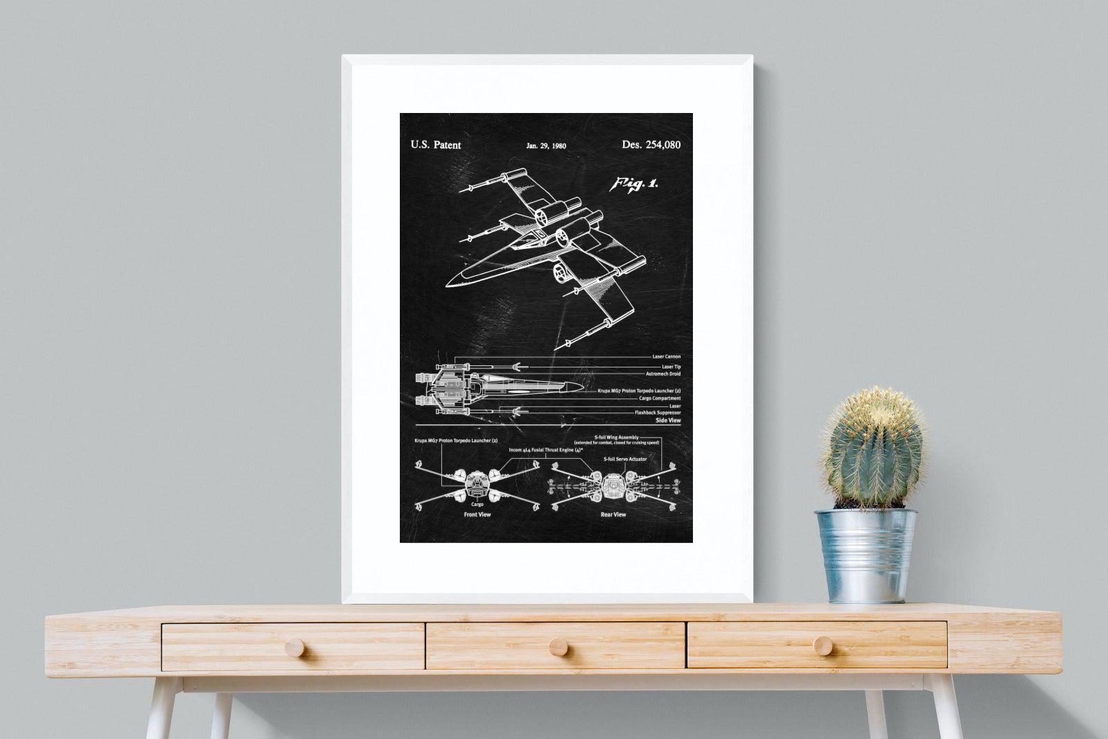 X-Wing Blueprint-Wall_Art-75 x 100cm-Framed Print-White-Pixalot