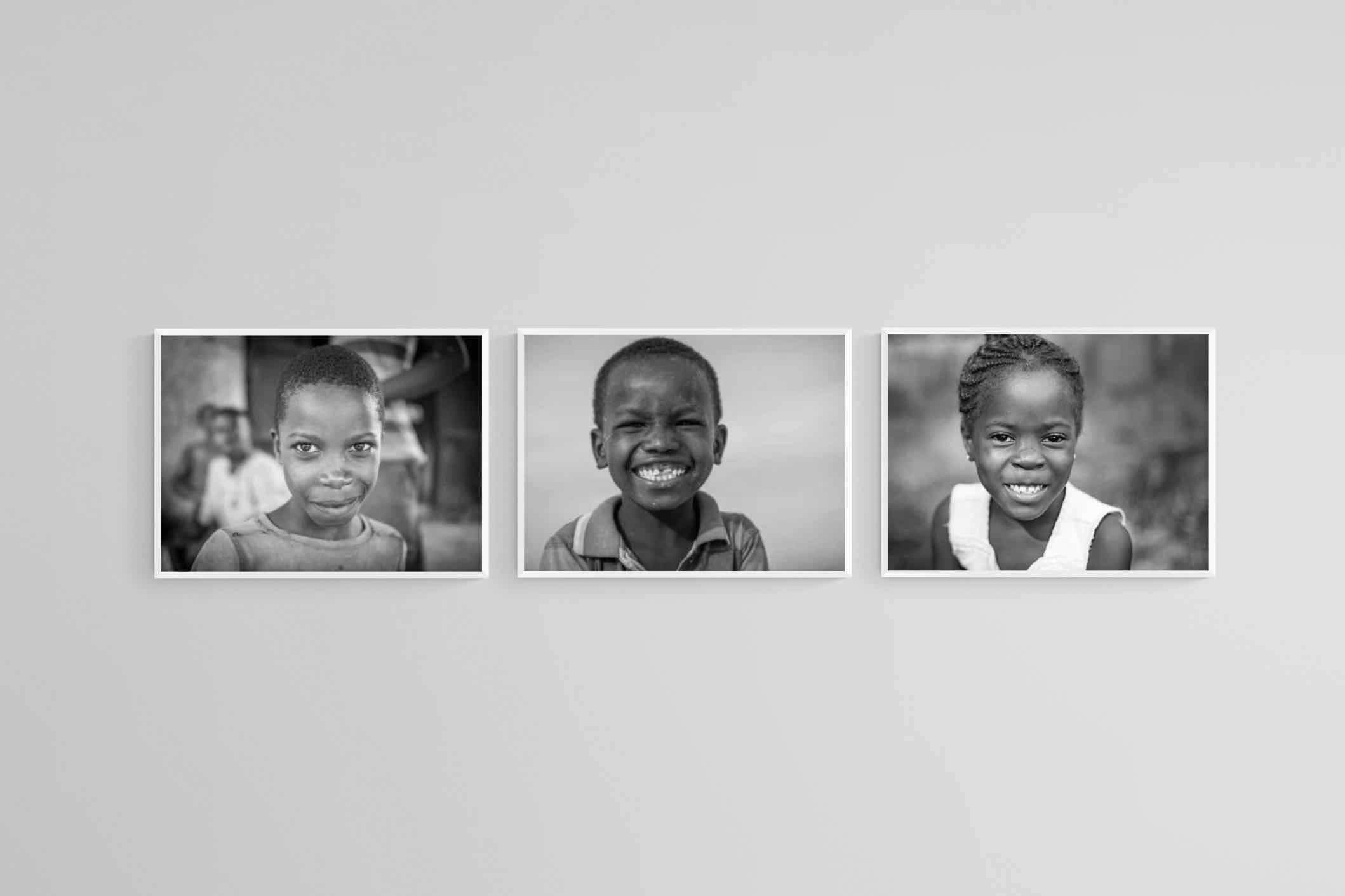 African Children Set-Wall_Art-60 x 45cm (x3)-Mounted Canvas-White-Pixalot