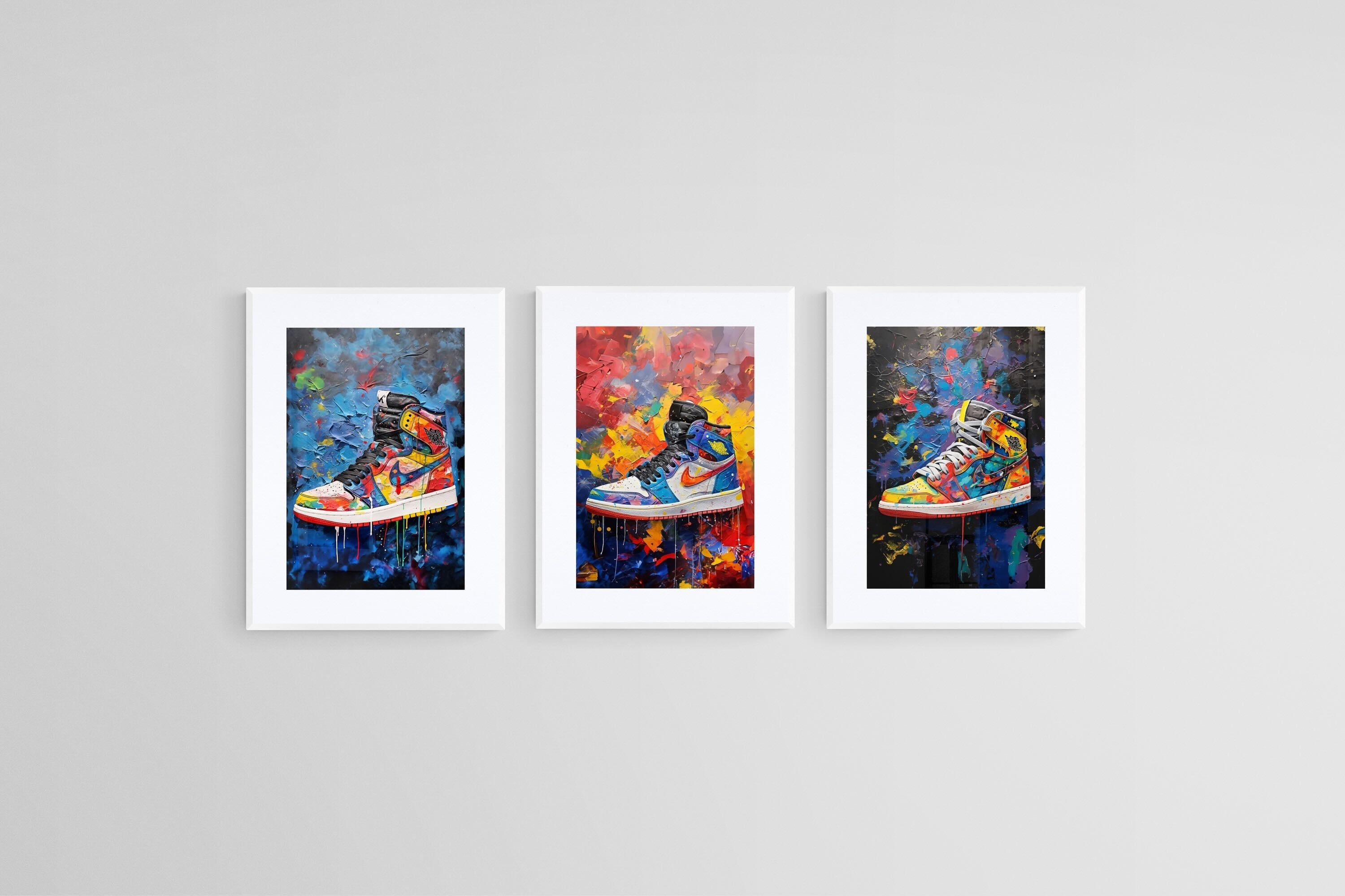 Air Jordan Set-Wall_Art-45 x 60cm (x3)-Framed Print-White-Pixalot