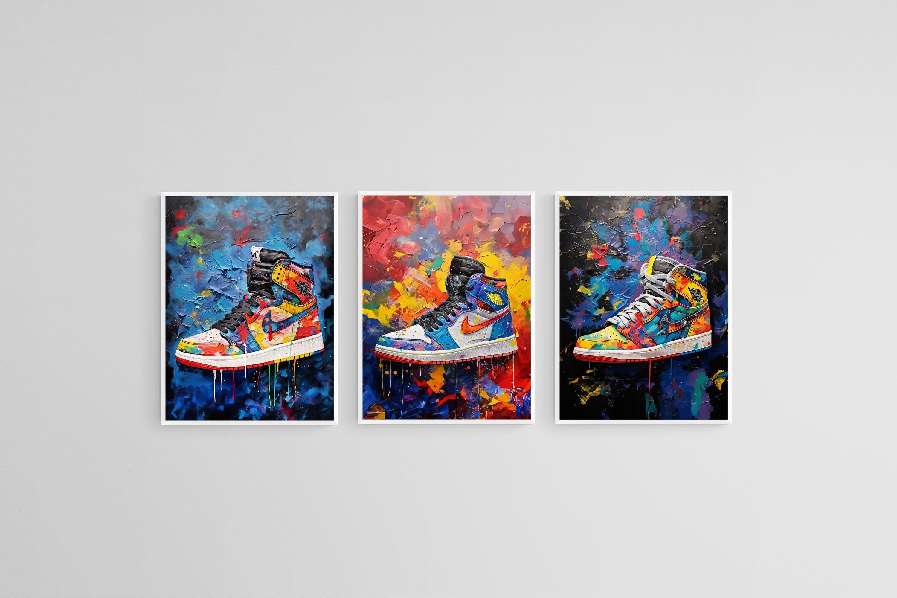 Air Jordan Set-Wall_Art-45 x 60cm (x3)-Mounted Canvas-White-Pixalot