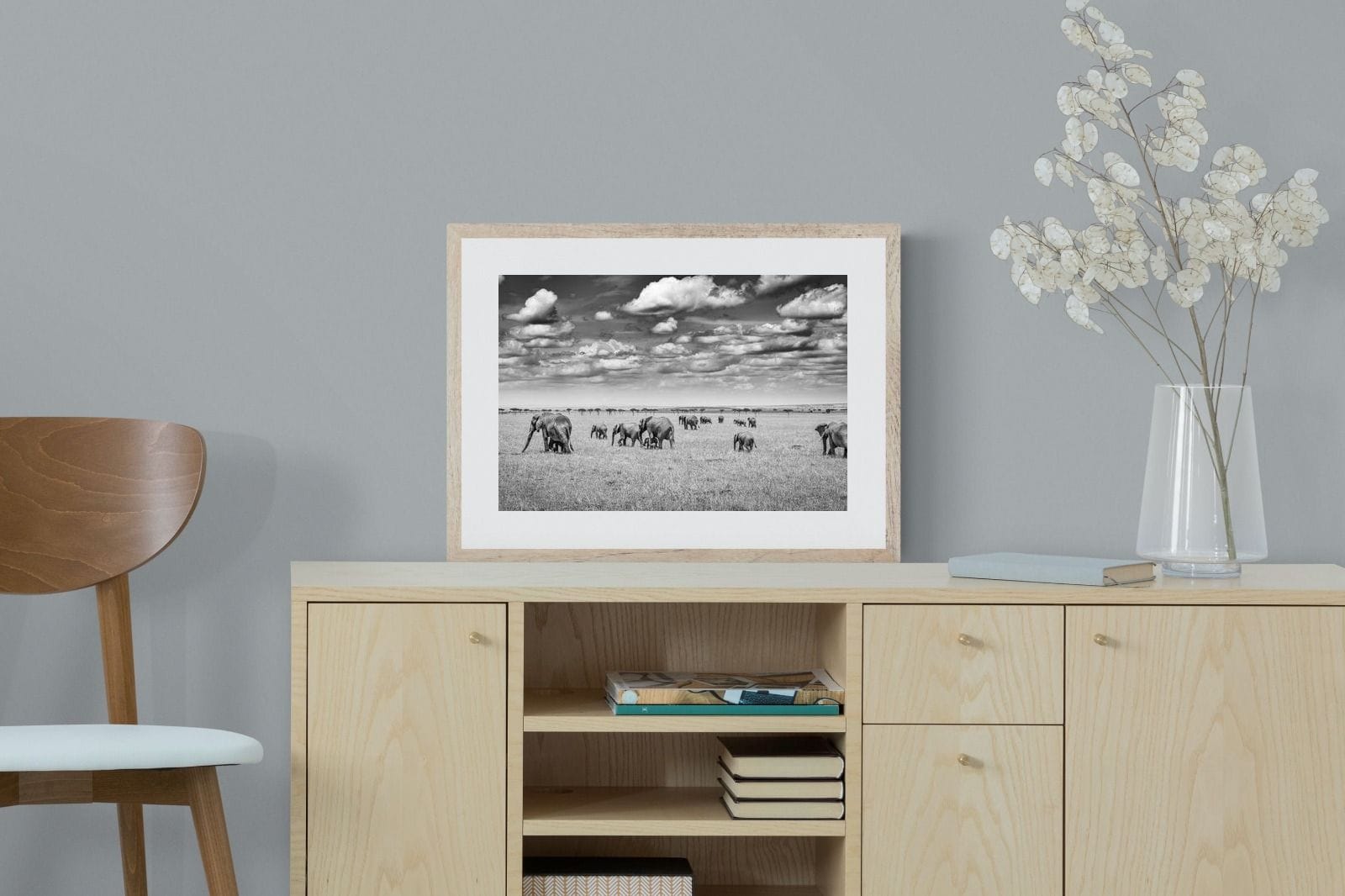 Amboseli Elephant Convoy-Wall_Art-60 x 45cm-Framed Print-Wood-Pixalot