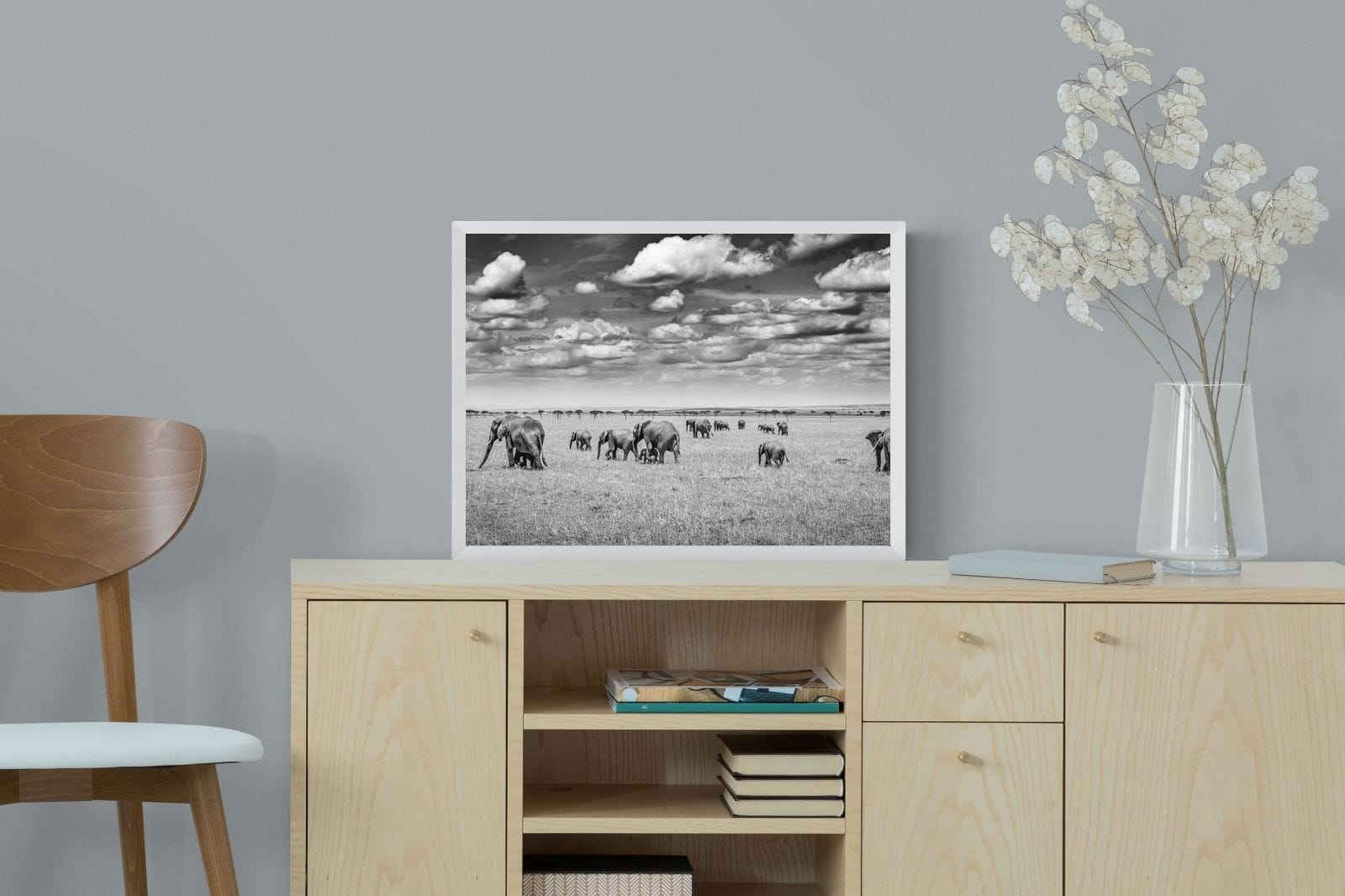 Amboseli Elephant Convoy-Wall_Art-60 x 45cm-Mounted Canvas-White-Pixalot