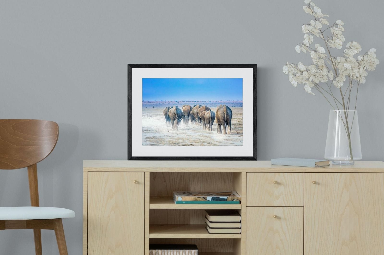 Amboseli Lake Convoy-Wall_Art-60 x 45cm-Framed Print-Black-Pixalot