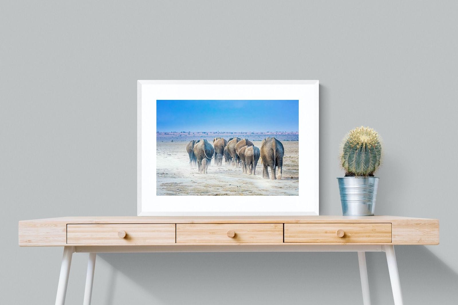 Amboseli Lake Convoy-Wall_Art-80 x 60cm-Framed Print-White-Pixalot