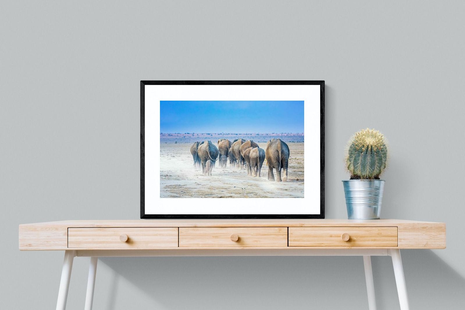 Amboseli Lake Convoy-Wall_Art-80 x 60cm-Framed Print-Black-Pixalot